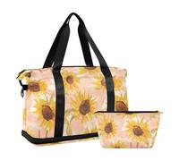 Sac de sport de voyage avec piège réglable pour voyage en avion multifonction, Tournesol cool, or rose_1