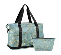 Sac de sport de voyage avec poche humide Compartiment à chaussures et trousse de toilette Van Gogh Amandier Blossom pour homme et femme, multicolore