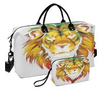 Sac de sport de voyage en maille imprimée sur toute la surface - Pochette de séparation portable pour voyage rasta lion jamaïcain