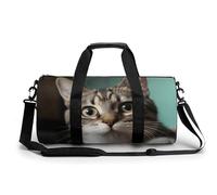Sac de sport de voyage Falcon Fighter avec compartiment Sac d'entraînement Sac de nuit pour homme et femme, Un chat curieux, 17.7in/9in/9in
