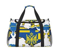Sac de sport de voyage imprimé carte 01 drapeau de l'Ukraine pour femme, sac fourre-tout, sac de week-end, organiseur, noir, One Size