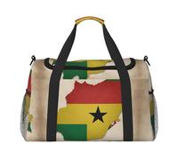 Sac de sport de voyage imprimé drapeau de Sao Tomé-et-Principe Map04 pour femme, sac fourre-tout bouffant, sac de week-end, organiseur, noir, One Size