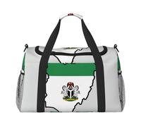 Sac de sport de voyage imprimé drapeau du Nigeria map01 pour femme, sac fourre-tout, sac de week-end, organiseur, noir, One Size