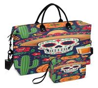 Sac de sport de voyage imprimé sur toute la surface avec petite pochette grande capacité pour le sport et la salle de sport Tête de Mort Mexicaine