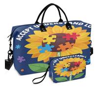 Sac de sport de voyage imprimé sur toute la surface | Grande capacité pour les voyages, la sensibilisation à l'autisme, tournesol pour hommes, femmes, enfants, autisme, tournesol
