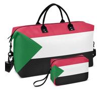 Sac de sport de voyage imprimé sur toute la surface - Rangement facile pour articles de toilette - Drapeau du Soudan