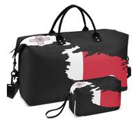 Sac de sport de voyage matelassé à ultrasons Motif vague | Pochette de séparation en maille pour un rangement facile pour les voyages, drapeau de la fierté nationale de Malte