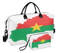 Sac de sport de voyage matelassé à ultrasons Motif vague | Rangement facile pour articles de toilette - Plusieurs poches - Drapeau de la fierté nationale du Burkina Faso