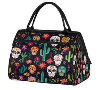 Sac de sport de voyage mexicain avec crânes en sucre et cactus pour homme et femme, grande capacité, sac de voyage imperméable pour la gym, les voyages, les activités de plein air
