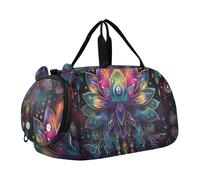Sac de sport de voyage motif phare de coucher de soleil côtier pour filles, Imprimé mandala lotus coloré, Classique