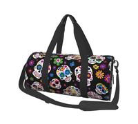 Sac de sport de voyage motif tête de mort et rose pour homme et femme, sac fourre-tout de sport, bagage à main pour week-end, travail, camping