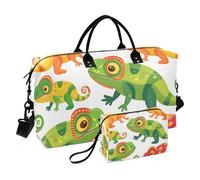 Sac de sport de voyage, orange, rouge, vert, caméléon, sac de gym avec sac de rangement, sac de week-end, sac de nuit pour homme et femme, voyage, sport, yoga, Multicolore, Taille unique