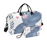 Sac de sport de voyage, petite princesse hippopotame A Crown avec sac de rangement, sac de week-end, sac de nuit pour homme et femme, voyage, sport, yoga, Multicolore, Taille unique