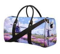 Sac de sport de voyage pliable avec bandoulière Motif moulin à vent Lavande