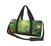 Sac de sport de voyage pliable avec imprimé de nombreuses grenouilles sur les branches - Motif papillons et lacs - Pour femme - Grand sac fourre-tout pour le sport et les voyages, Noir , Taille unique