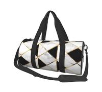 Sac de sport de voyage pliable noir et blanc avec texture marbrée pour femme, grand sac fourre-tout pour le sport et les voyages, Noir , Taille unique