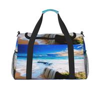 Sac de sport de voyage pour femme avec imprimé paysage vague de mer - Sac de voyage pour homme, petit et moyen sac de week-end pour femme, sac de sport