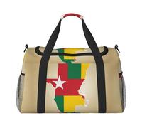 Sac de sport de voyage pour femme, motif carte du Togo avec une étoile blanche imprimée, sac fourre-tout, sac de week-end, organiseur, noir, One Size