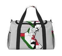 Sac de sport de voyage pour femme, sac de sport, sac fourre-tout matelassé et carte de l'État de Palestine, sac de voyage pour la nuit, noir, One Size