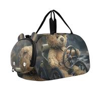Sac de sport de voyage pour fille Motif mites et champignons, Voiture de conduite ours en peluche, Classique
