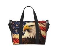 Sac de sport de voyage pour homme, sac de sport, sac de bagage drapeau et aigle avec bandoulière, grand sac fourre-tout de gym pour femme, sac de week-end, sac de transport pliable pour avion