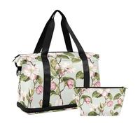 Sac de sport de voyage pour le week-end/la nuit, sac de sport fourre-tout avec piège réglable pour le trekking, multifonctionnel, beauté printemps fleurs rétro