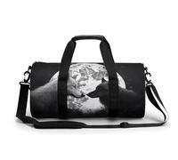 Sac de sport de voyage, sac de sport avec compartiment à chaussures, motif loups amoureux sous la lune, 45 cm/22,9 cm/22,9 cm, Les loups aiment sous la lune animal sauvage, 17.7in/9in/9in