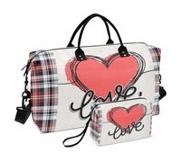 Sac de sport de voyage, sac de sport, cœurs, buffle à carreaux pour femmes et hommes, sacs fourre-tout de week-end, multicolore