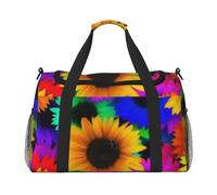 Sac de sport de voyage, sac de sport pliable avec sangle amovible pour w nd, escapade, salle de sport et navette à l'aéroport (ballon cœur romantique, 127 x 83 x 66 cm), Tournesol arc-en-ciel