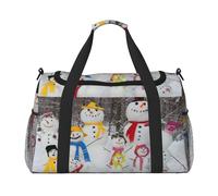 Sac de sport de voyage, sac de sport pliable avec sangle amovible pour w nd, escapade, salle de sport et trajets à l'aéroport (bois bleu, 127 x 33 x 66 cm), Famille de bonhomme de neige, One Size