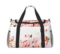 Sac de sport de voyage, sac de sport pliable avec sangle amovible pour w nd, escapade, salle de sport et navette à l'aéroport (ballon cœur romantique, 127 x 83 x 66 cm), Notes de musique papillon