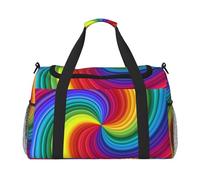 Sac de sport de voyage, sac de sport pliable avec sangle amovible pour w nd, escapade, salle de sport et trajets à l'aéroport (tourbillon arc-en-ciel, 127 x 33 x 66 cm), Rainbow Swirl, One Size