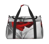 Sac de sport de voyage, sac de sport pliable avec sangle amovible pour w nd, escapade, salle de sport et navette à l'aéroport (ballon cœur romantique, 127 x 83 x 66 cm), Reflet de la rose rouge