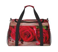 Sac de sport de voyage, sac de sport pliable avec sangle amovible pour w nd, escapade, salle de sport et trajets à l'aéroport (village de montagne, 50 x 33 x 26 cm), Rose sur une vieille planche