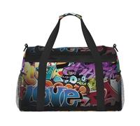 Sac de sport de voyage, sac de sport pliable avec sangle amovible pour w nd, escapade, salle de sport et trajets à l'aéroport (tournesols, 127 x 83 x 66 cm), Graffiti Hip Hop, One Size, Bagage à
