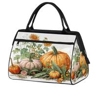 Sac de sport de voyage, sac de sport, sac de voyage, citrouille, récolte, fleurs, Thanksgiving, sac fourre-tout imperméable pour homme et femme