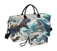Sac de sport de voyage, sac de sport « The Struggle Between Dinosaures and Sharks » avec sac de rangement, sac de week-end, sac de nuit pour homme et femme, voyage, sport, yoga, Multicolore, Taille