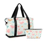 Sac de sport de voyage, sac de voyage avec poche humide, compartiment à chaussures et trousse de toilette, peinture à la craie d'amour pour homme et femme, multicolore