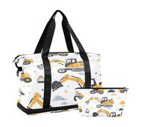 Sac de sport de voyage, sac de voyage avec poche humide, compartiment à chaussures et trousse de toilette, machines d'excavation et petite herbe pour homme et femme, multicolore