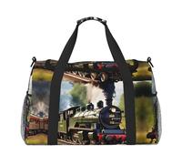 Sac de sport de voyage Steam Little Train avec fermetures éclair et poignées, grand sac de sport pliable pour des vacances en famille, noir, Jeden rozmiar