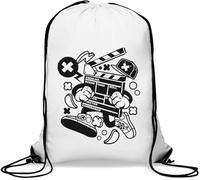 Sac de sport décontracté avec cordon de serrage pour appareil photo et réalisateur de film - Style urbain - Blanc