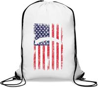 Sac de sport décontracté avec cordon de serrage pour parachute et parachutisme drapeau des États-Unis d'Amérique Blanc