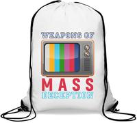 Sac de sport décontracté avec cordon de serrage pour télévision Weapons of Mass Deception Brave New World Blanc