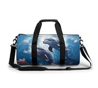 Sac de sport Dolphins in Love pour homme et femme, résistant à l'eau, sac de voyage léger pour voyage, sport, blanc, 45 cm/22,9 cm/22,9 cm, blanc, 17.7in/9in/9in