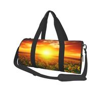 Sac de sport Dreamlike Sunset Of A Sunflower Field pour femme et homme - Article personnel - Sac de voyage en toile - Sac de week-end - Sac de sport léger - Noir - Taille unique, Noir , Taille unique