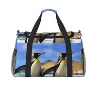 Sac de sport élégant avec compartiment pour femme - Imprimé pingouin - Sac fourre-tout de sport avec compartiment, sac fourre-tout pour homme et femme, Noir , Taille unique