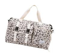 Sac de sport élégant imprimé vache léopards tissu Oxford résistant à l'eau Compartiments fonctionnels pour la natation, l'entraînement, les voyages, sac de sport essentiel de grande capacité, beige