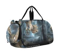 Sac de sport élégant pour garçons avec bouquet d'iris violet et blanc, Chouette majestueuse pleine lune, Classique