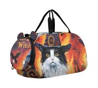 Sac de sport élégant pour garçons avec bouquet d'iris violet et blanc, Halloween sorcière chat gothique, Classique