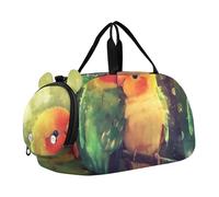 Sac de sport élégant pour garçons avec bouquet d'iris violet et blanc, Jolis inséparables verts et jaunes, Classique